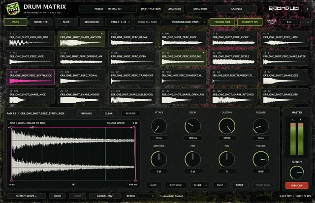 DRUM MATRIX sample pads and envelope controls