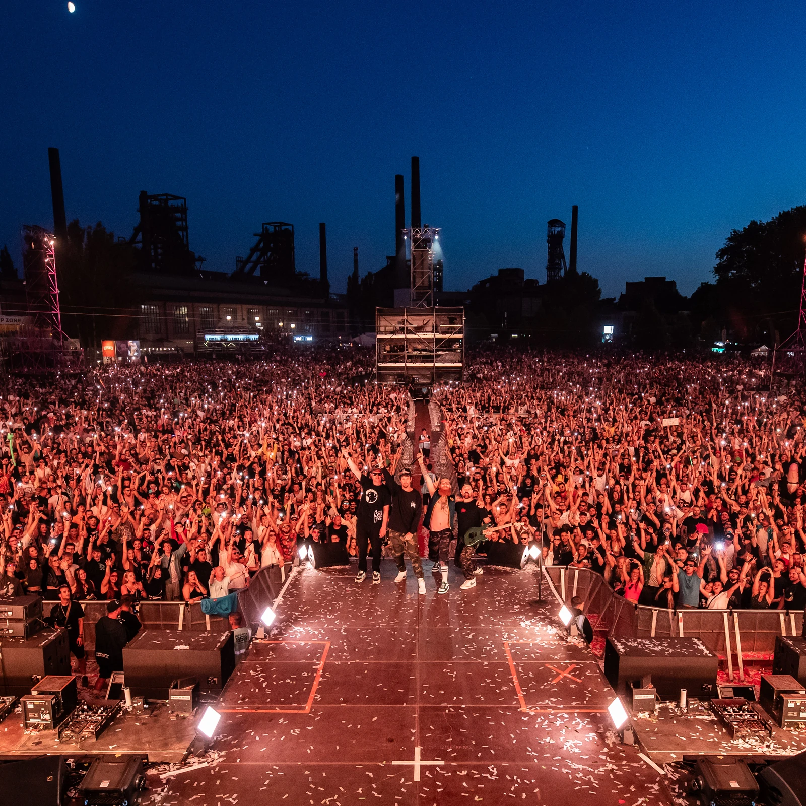 ERB N DUB and Killer Hertz on stage in front of a festival crowd